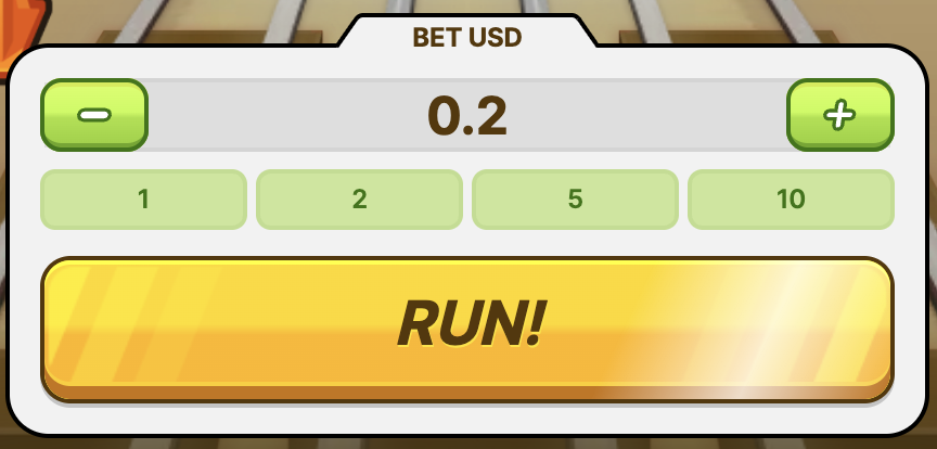 Chicken Subway Casino betting controls interface showing bet amount input