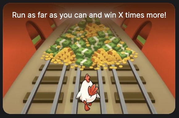 Chicken Subway Casino gameplay — chicken running along selected track