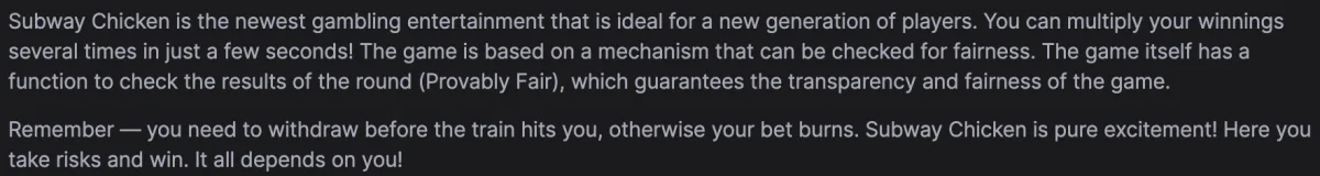 Chicken Subway game loading screen showing bonus feature and game interface