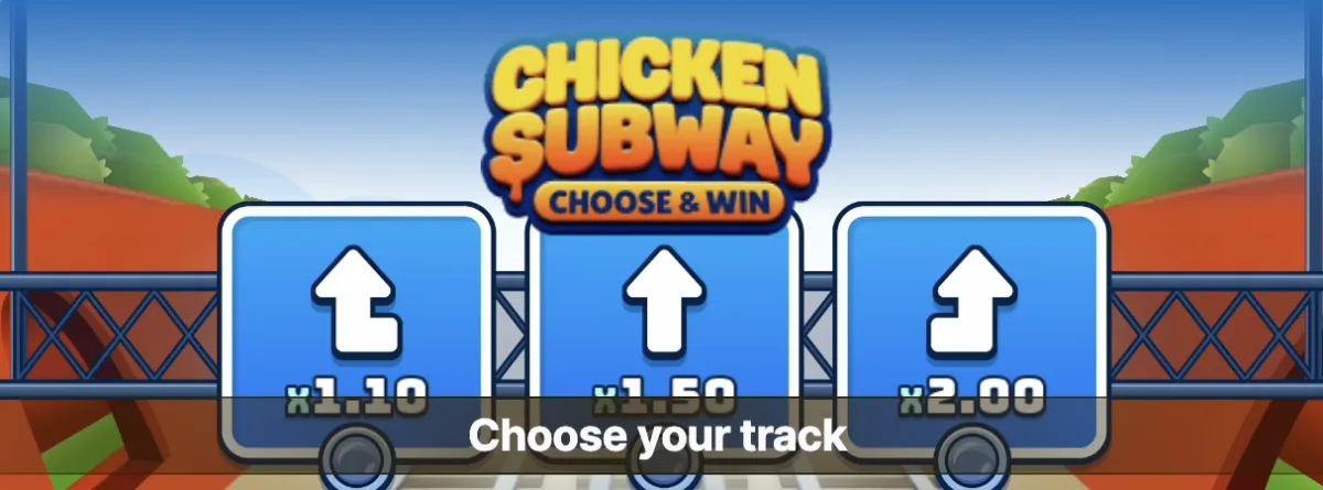 Chicken Subway multiplier comparison view — three tracks with different multiplier values visible