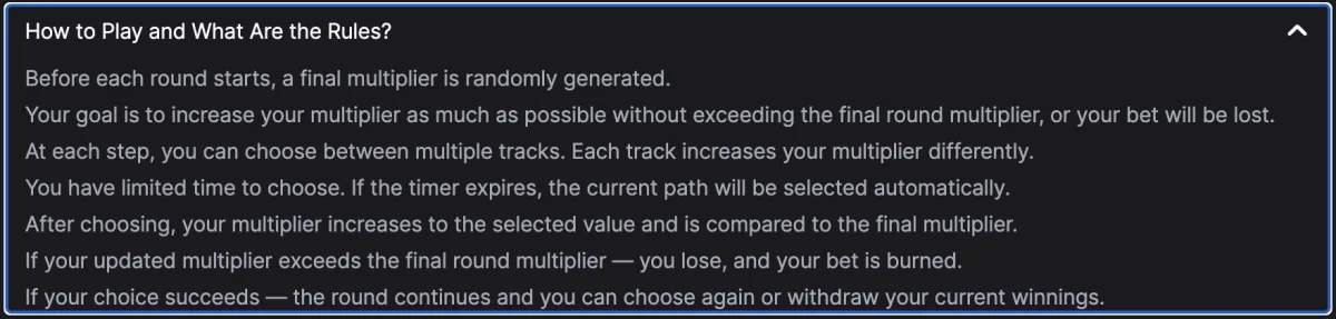 Chicken Subway multiplier selection options showing three track cards with different multipliers