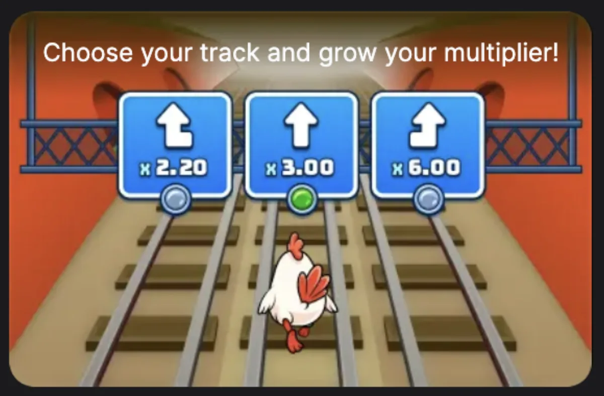 Chicken Subway character standing at the station ready to play in demo mode